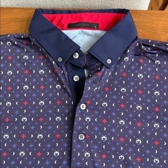 Greyson Wolf Moon Men's Polo Size Large - Picture 4 of 9